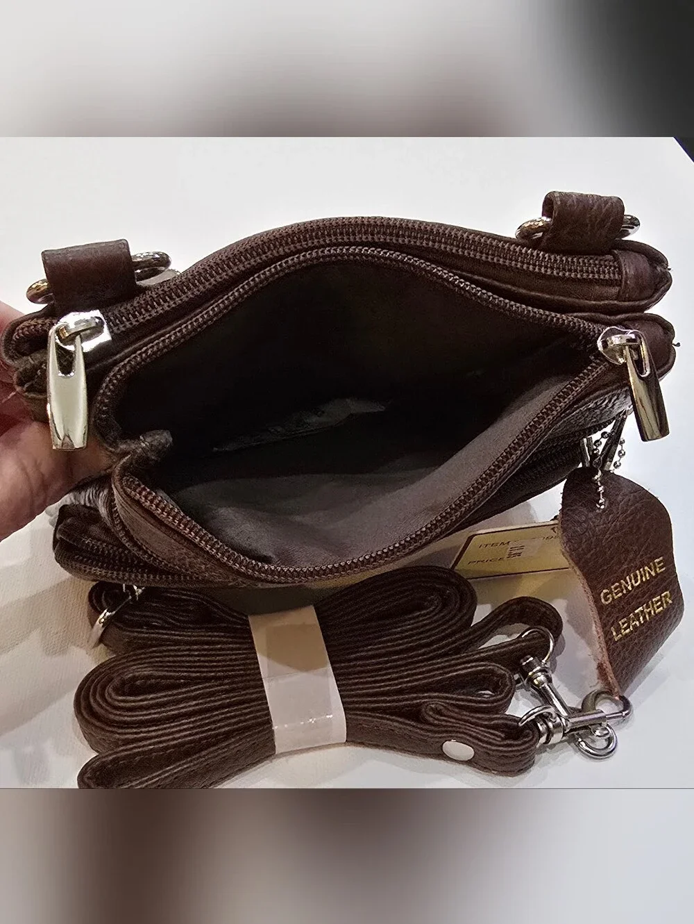 Genuine Leather Brown Crossbody Bag - Hand Crafted